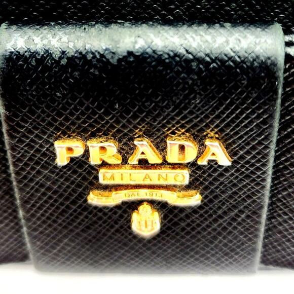 PRADA Saffiano Bow Continental Wallet Black 100% Authentic - Picture 2 of 16